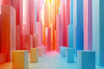 Colorful Abstract Cityscape with Geometric Shapes