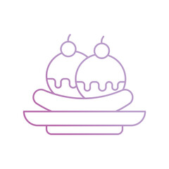 banana split icon with white background vector stock illustration
