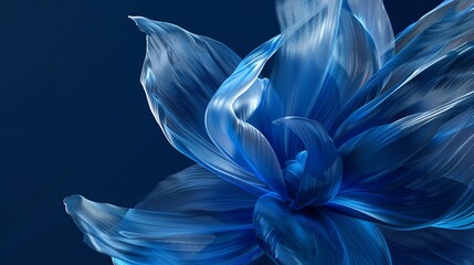 
abstract petal made of transparent material, royal blue background, dark blue background, super artistic expression, surrealism, organic, glass, optics, bright, ultra details, whtie background,