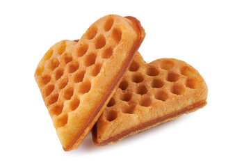 Heart shaped Viennese waffle isolated on white background.