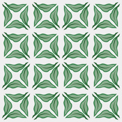 Green leaves kaleidoscope seamless pattern on gray background. Delicate green colors. Vintage mosaic tiles background vector illustration. For wallpaper, giftpapers, textile, design projects and cards