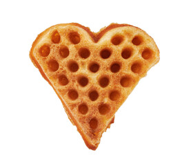Heart shaped Viennese waffle isolated on white background.