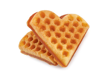 Heart shaped Viennese waffle isolated on white background.