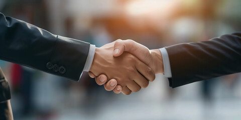 Business handshake symbolizing cooperation and success between professionals in a corporate environment
