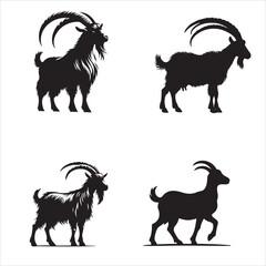 Goat silhouettes set  vector silhouette design, isolated white background

