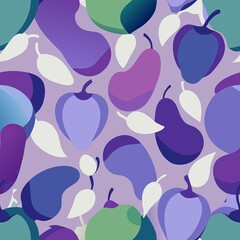 Seamless pattern of pastel eggplants with gentle purple tones, Generative AI