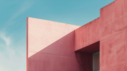 Minimal architectural features with a pink wall blue sky visible through the window depicting hope and a positive perspective