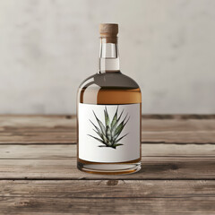 Blank label glass bottle for product mockup, mezcal bottle tequila bottle, alcohol