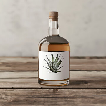 Blank label glass bottle for product mockup, mezcal bottle tequila bottle, alcohol