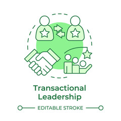 Transactional leadership green concept icon. Experience exchange, teamwork. Success achieving. Round shape line illustration. Abstract idea. Graphic design. Easy to use in infographic, presentation