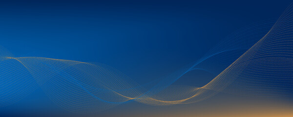 Abstract vector gradient background blue orange waves 