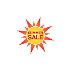 Sun symbol summer sale icon isolated on transparent background