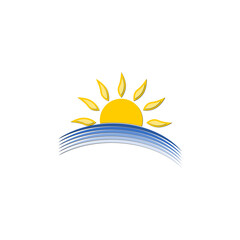Obraz premium Sunset beach logo Landscape design icon isolated on transparent background