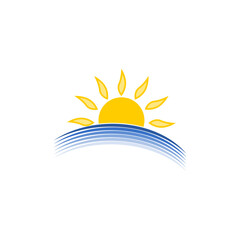 Sunset beach logo Landscape design icon isolated on transparent background