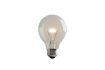 Close-up image of a glowing light bulb isolated on a transparent background. symbolizing ideas, innovation, and energy efficiency.