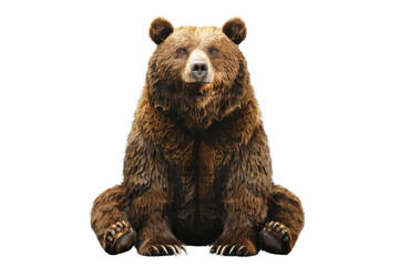 Obraz premium Close-up of a majestic brown bear sitting. This powerful creature displays the beauty and strength of wildlife in its natural habitat.