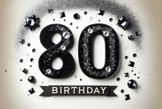Elegant 80th birthday celebration with black and silver decorations for a significant milestone