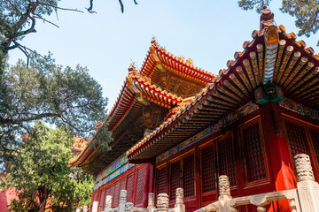 Obraz premium Intricate Roof Design of a Pavilion in the Forbidden City
