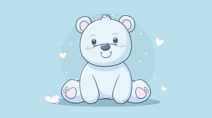 Cute bear toy. It is sitting. Simple vector illustration in style outline, Bear Drawing 