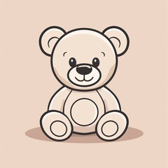 Obraz premium Cute bear toy. It is sitting. Simple vector illustration in style outline, Bear Drawing 