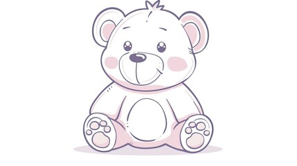 Cute bear toy. It is sitting. Simple vector illustration in style outline, Bear Drawing 