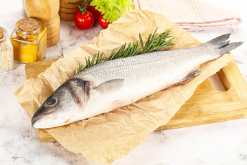 Raw seabass fish for cooking