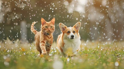 golden retriever running in the park.