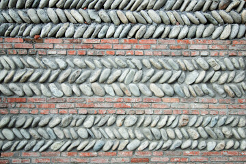  Old vintage brick stone wall pattern . Background of stone  wall