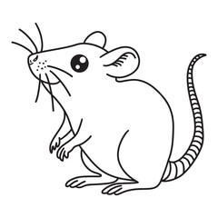 Line art of rat cartoon vector