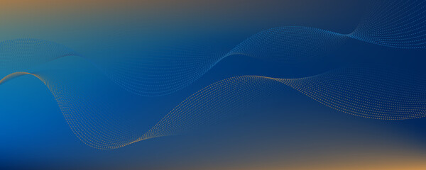Abstract vector gradient background blue orange waves 