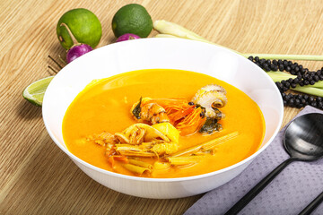 Thai Tom Yum soup with seafood