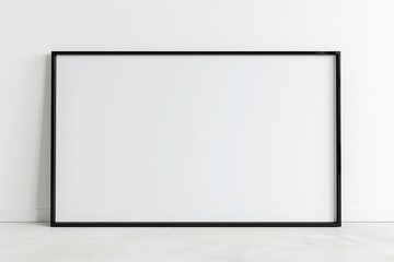 Obraz premium Frame mockup with thin black rim, white canvas, clean white background