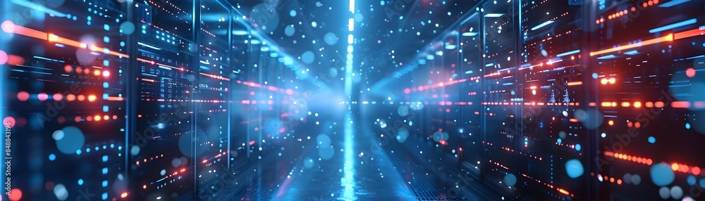 Poster advanced cloud computing infrastructure with secure connections and scalable data centers technology