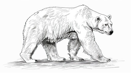 Fototapeta premium Sketch of polar bear. Hand drawn illustration converted to vector, Bear Drawing