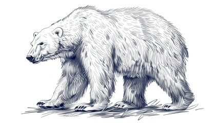Fototapeta premium Sketch of polar bear. Hand drawn illustration converted to vector, Bear Drawing