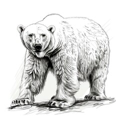 Sketch of polar bear. Hand drawn illustration converted to vector, Bear Drawing