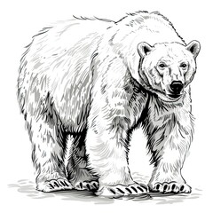 Sketch of polar bear. Hand drawn illustration converted to vector, Bear Drawing