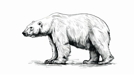 Fototapeta premium Sketch of polar bear. Hand drawn illustration converted to vector, Bear Drawing