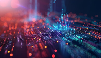 Futuristic data visualization with abstract technology background