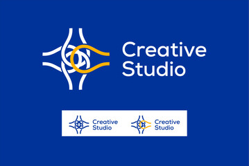 Bulb creative studio logo design editable vector 