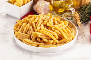 Raw dry Italian pasta - casarecce
