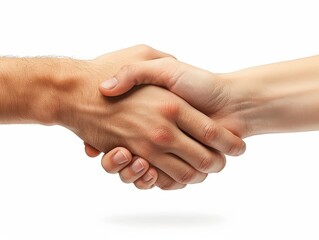 Two hands engaging in a firm handshake, representing agreement, business, partnership, professionalism, and cooperation.