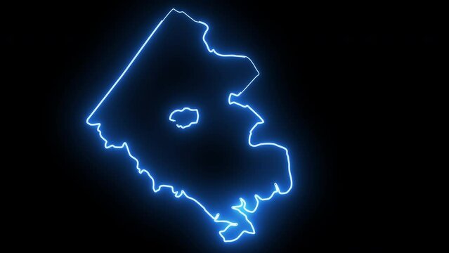 map of Fairfax in Virginia with a blue glowing neon effect