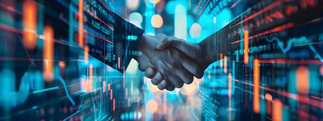 Handshake Symbolizing Digital Financial and Partnership