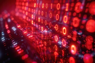 Digital binary coding on network. Futuristic technology background concept