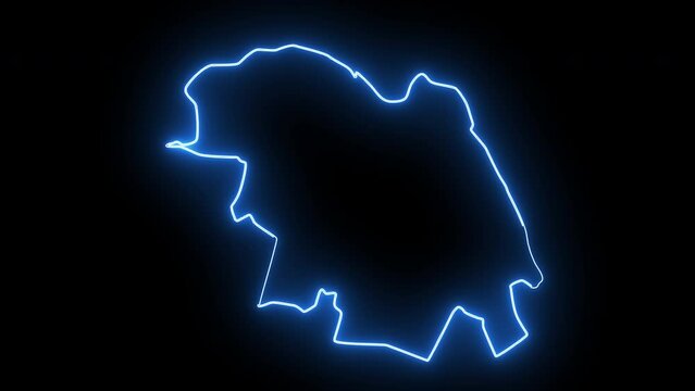 map of Fredericksburg in Virginia with a blue glowing neon effect