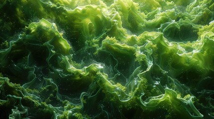 Obraz premium Enhanced Close-Up Texture of Green Algae Fibers