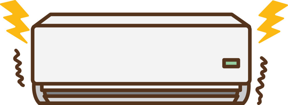 Illustration of a noisy indoor air conditioner.