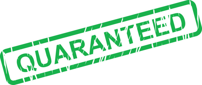 Quaranteed green stamp vector text