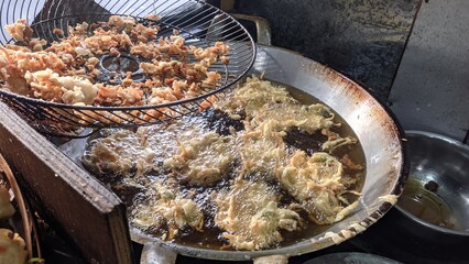 grilled vegetables in hot oil 
